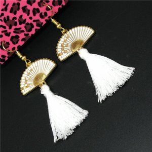 ** BRAND NEW ** BETSEY JOHNSON FAN EARRINGS W/ TASSELS